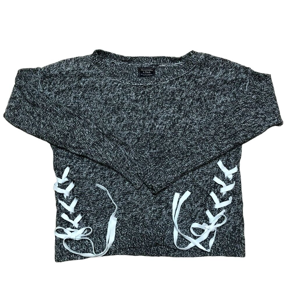 Abercrombie & Fitch Laced Sweater Size M Gray Side Laced Pullover Womens